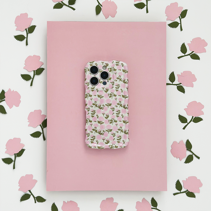 Wavy Phone Case - Buy Me Roses Baby Pink