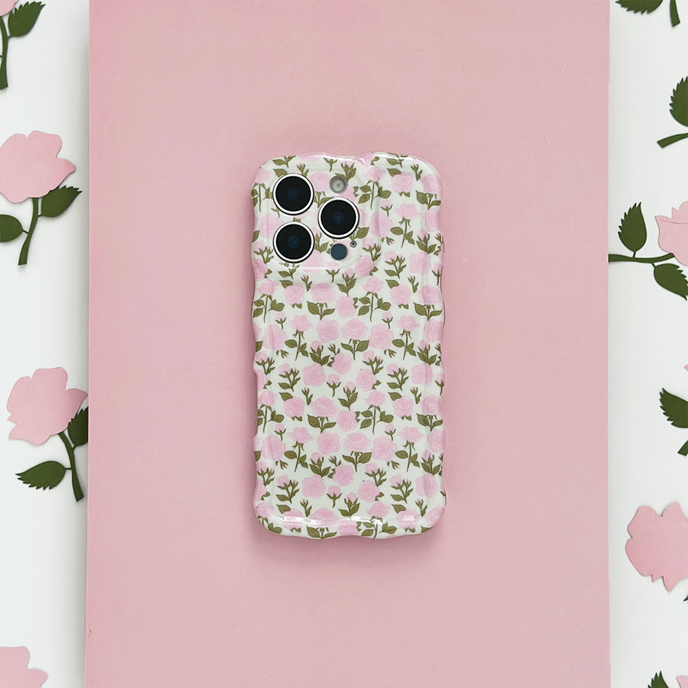 Wavy Phone Case - Buy Me Roses Baby Pink