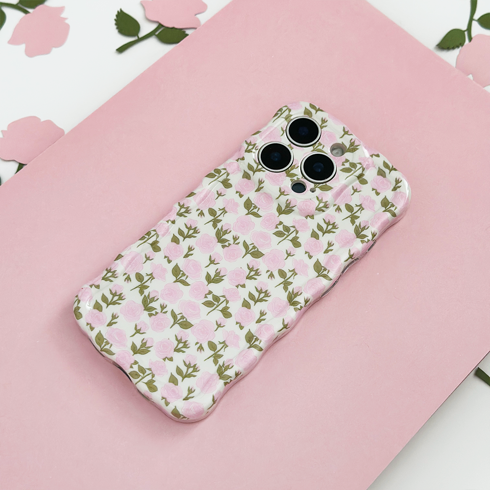 Wavy Phone Case - Buy Me Roses Baby Pink