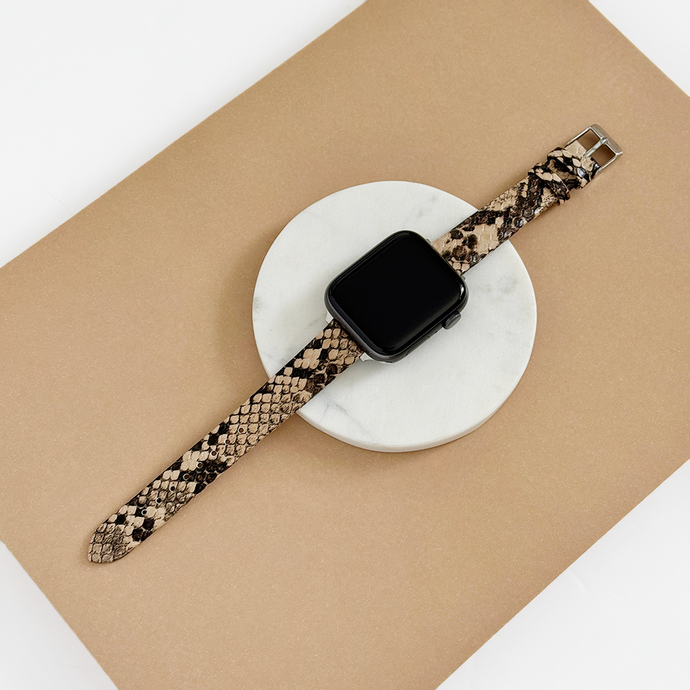 Vegan Textured PU Leather Apple Watch Strap Snake Watch Bands