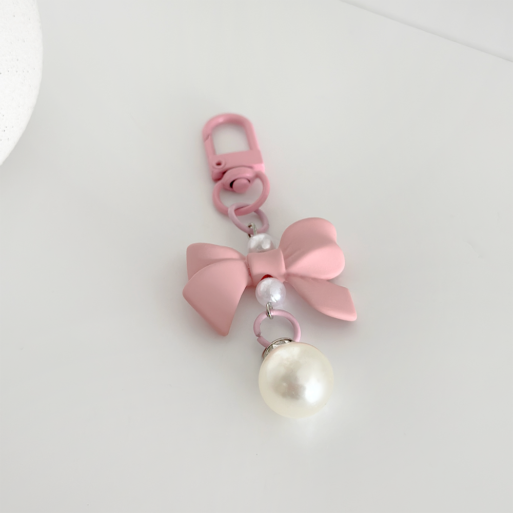 Coquette Bow Keyring - Peach Pink