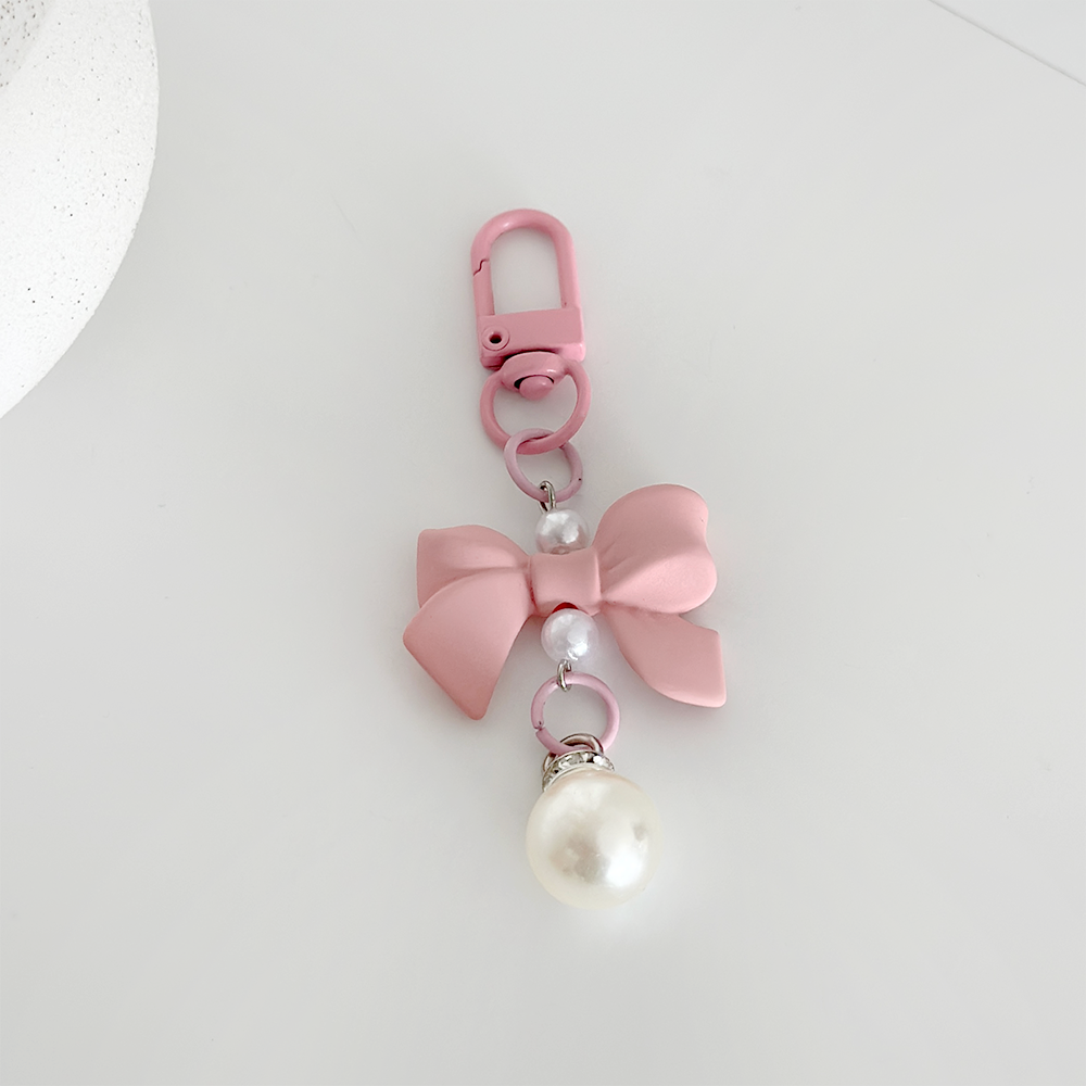 Coquette Bow Keyring - Peach Pink