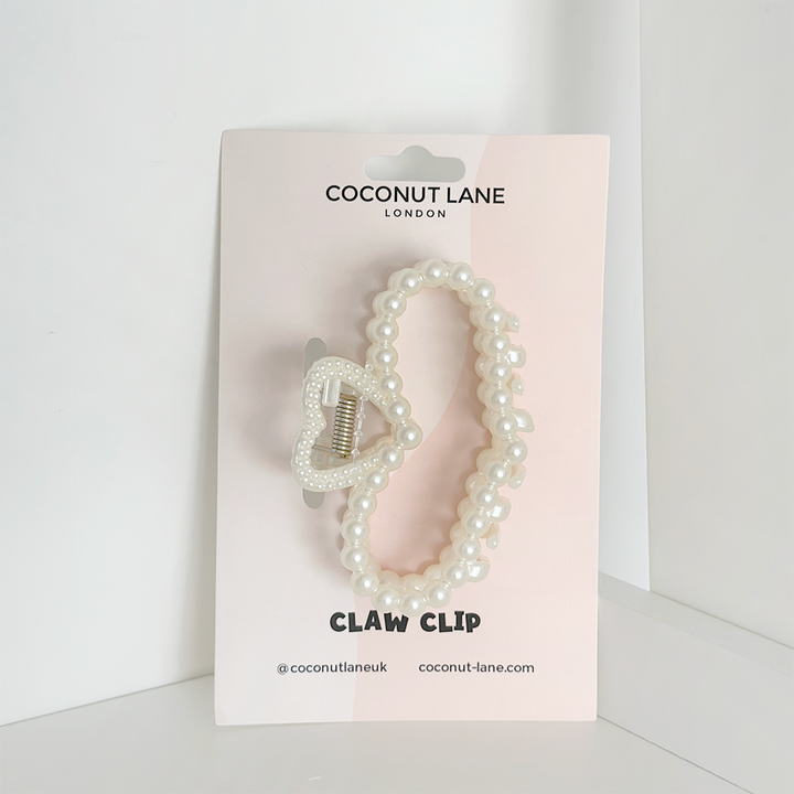 Pearl Heart Claw Clip