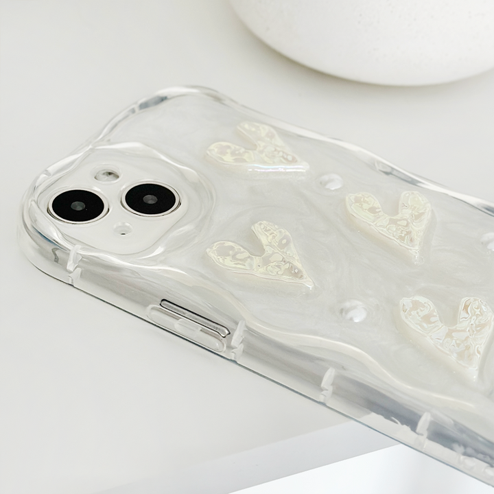 Pearly Hearts Phone Case - Clear