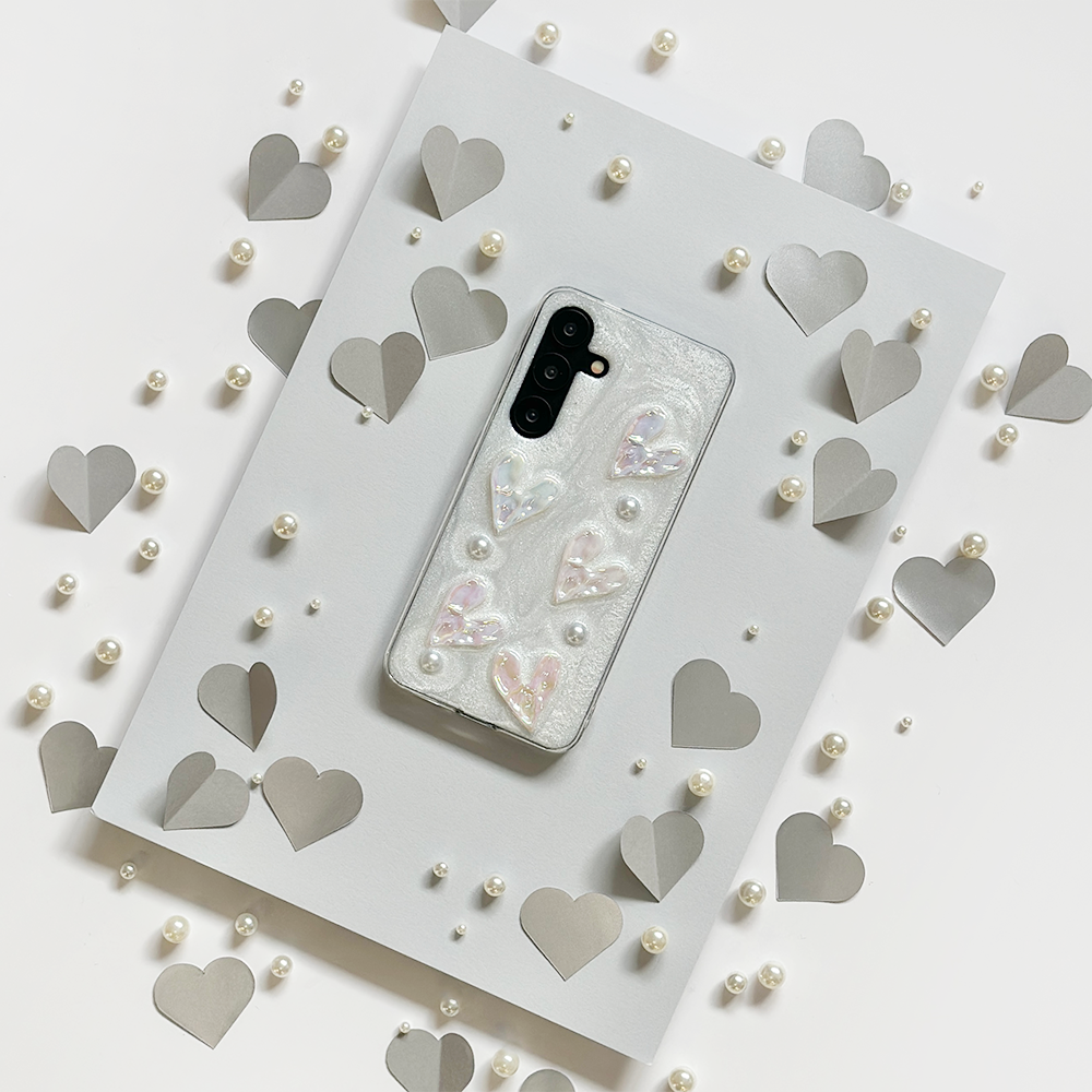 Samsung Pearly Hearts Phone Case - Clear