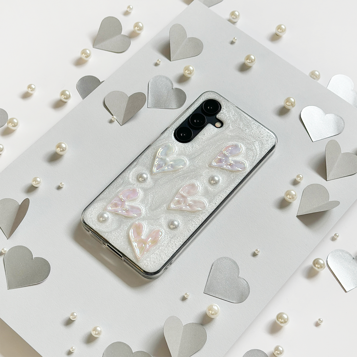 Samsung Pearly Hearts Phone Case - Clear