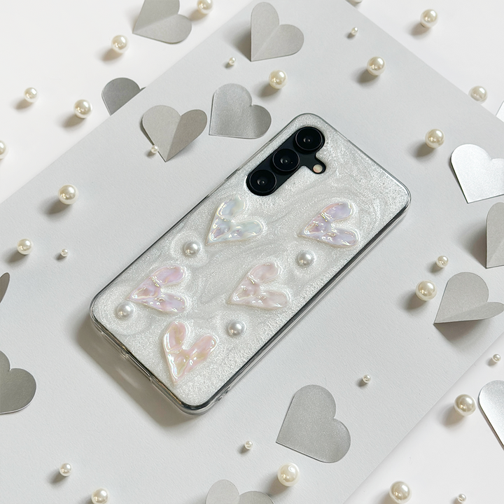 Samsung Pearly Hearts Phone Case - Clear