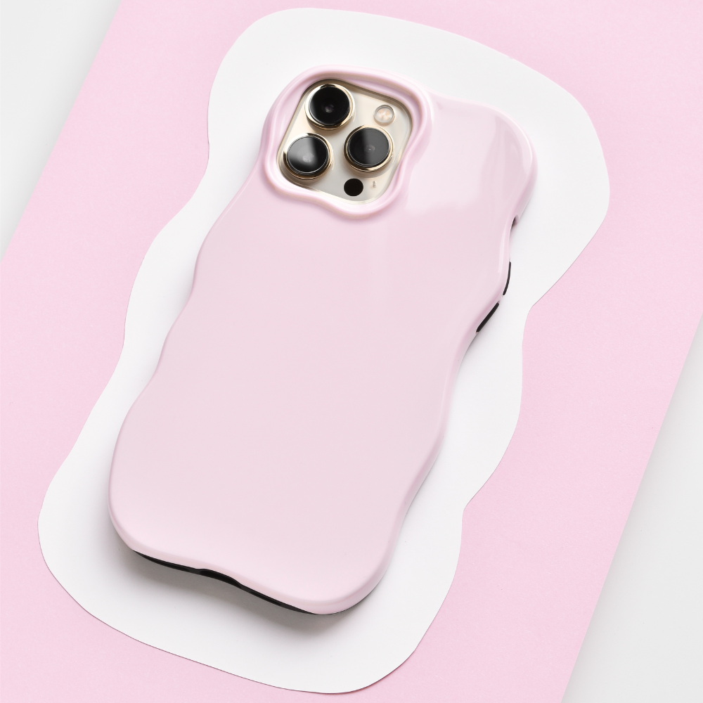 Shine Gloss Wavy Tough Phone Case - Powder Pink