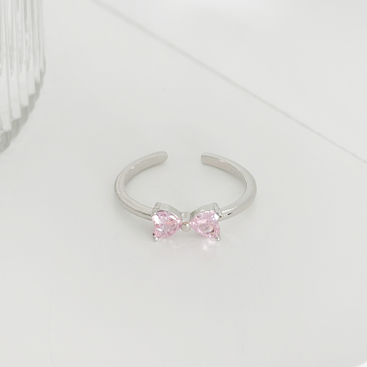 Crystal Bow Ring - Pink