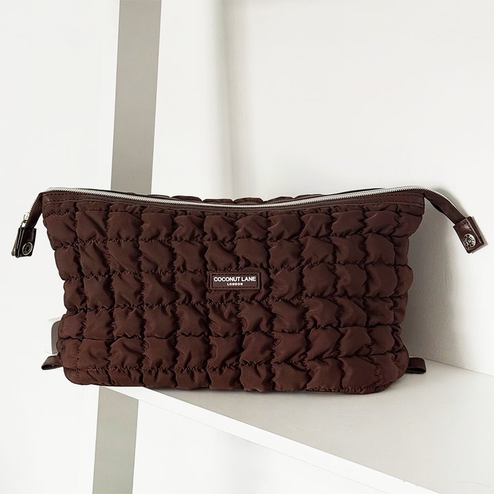Expandable Makeup Bag - Quilted Chocolate