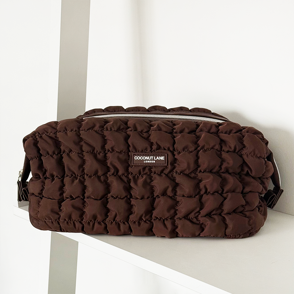 Expandable Makeup Bag - Quilted Chocolate