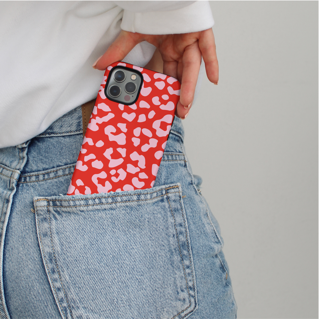 Tough MagSafe® Phone Case - Red & Pink Leopard