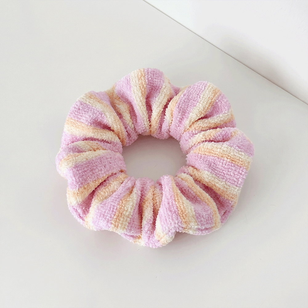 Pink, orange and yellow striped Scrunchie.