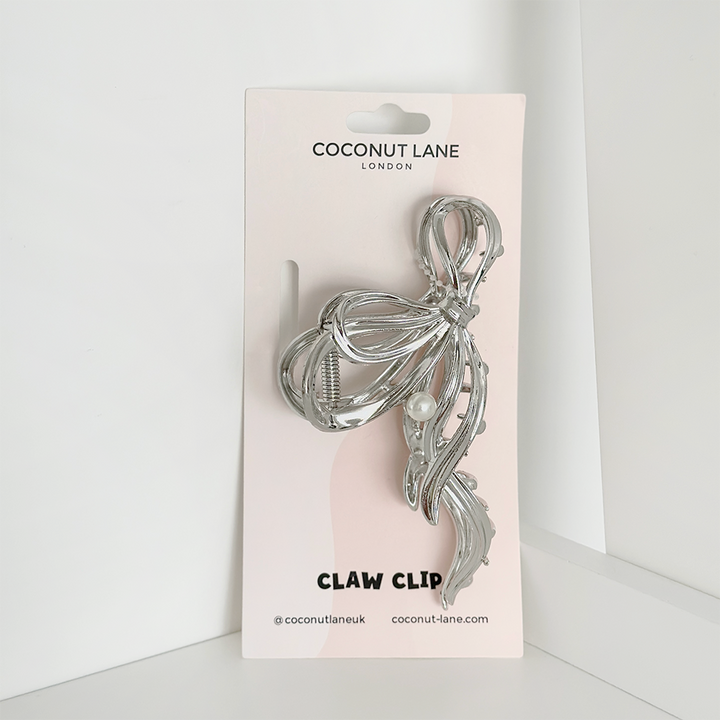 Silver Bow Claw Clip