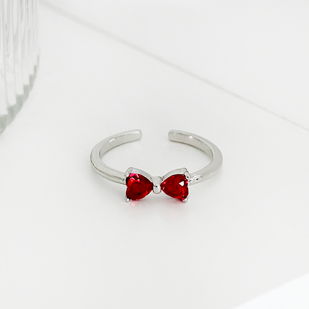 Crystal Bow Ring - Red