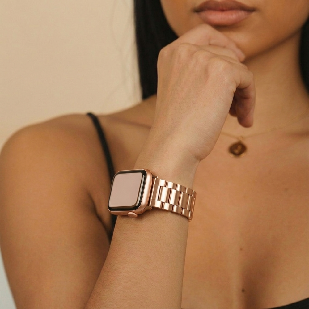 Apple watch用ステンレススチールストラップ,44mm ローズゴールド Stainless Steel Apple Watch Strap - Rose Gold | Watch Bands