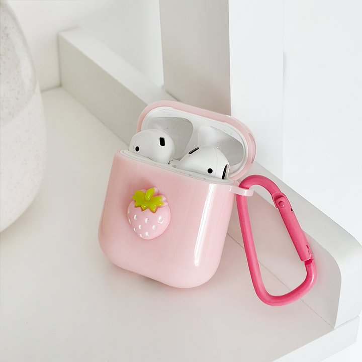 Pink Strawberry Airpods Case