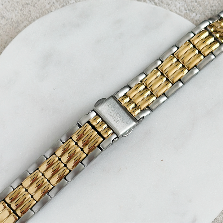 Retro Slim Stainless Steel Apple Watch Strap - Timeless Two Tone