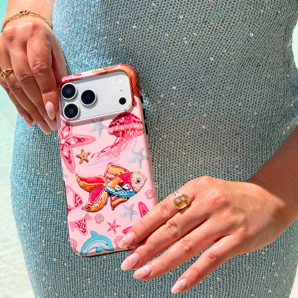 Close up image of Tough Phone Case in Pink Paradise