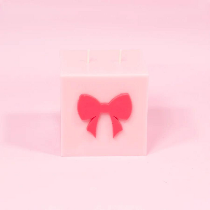 Red & Pink Coquette Bow Block Candle