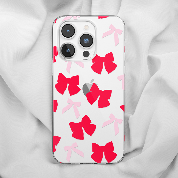 Clear Phone Case - Red & Pink Bows