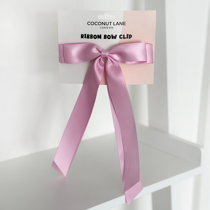 Ribbon Bow Clip - Peony Pink