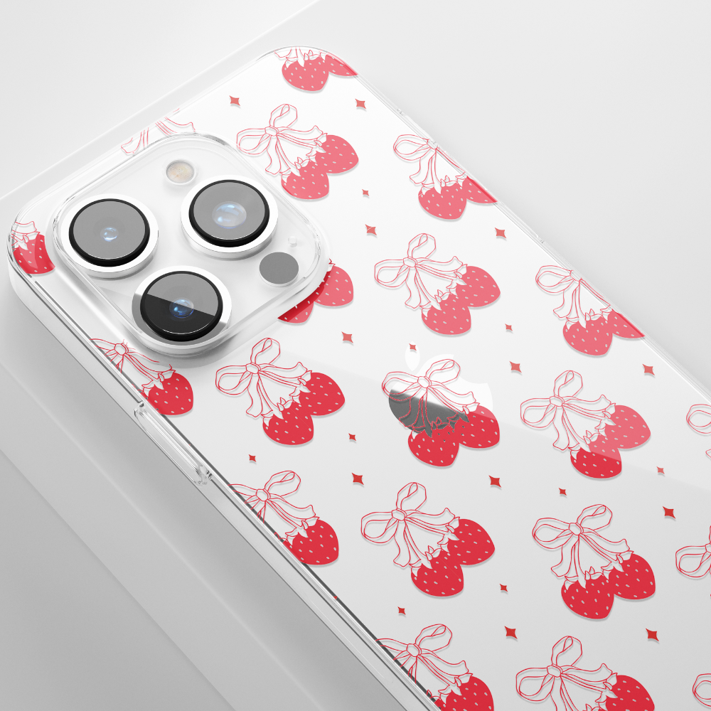 Clear Phone Case - Coquette Strawberries