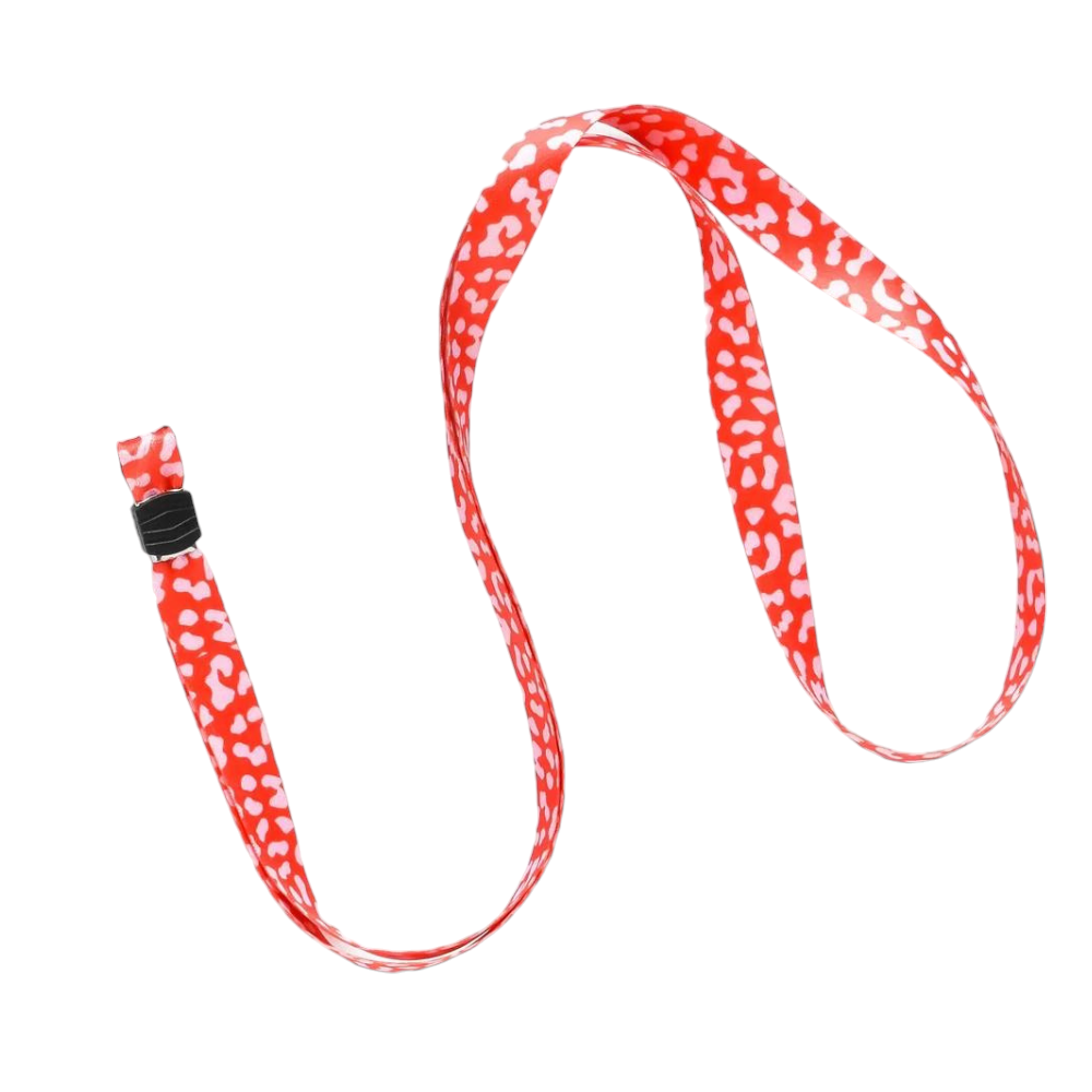Lanyard - Red & Pink Leopard