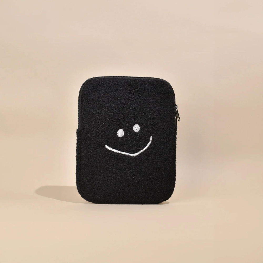 Smiley Doodle iPad Sleeve - Black