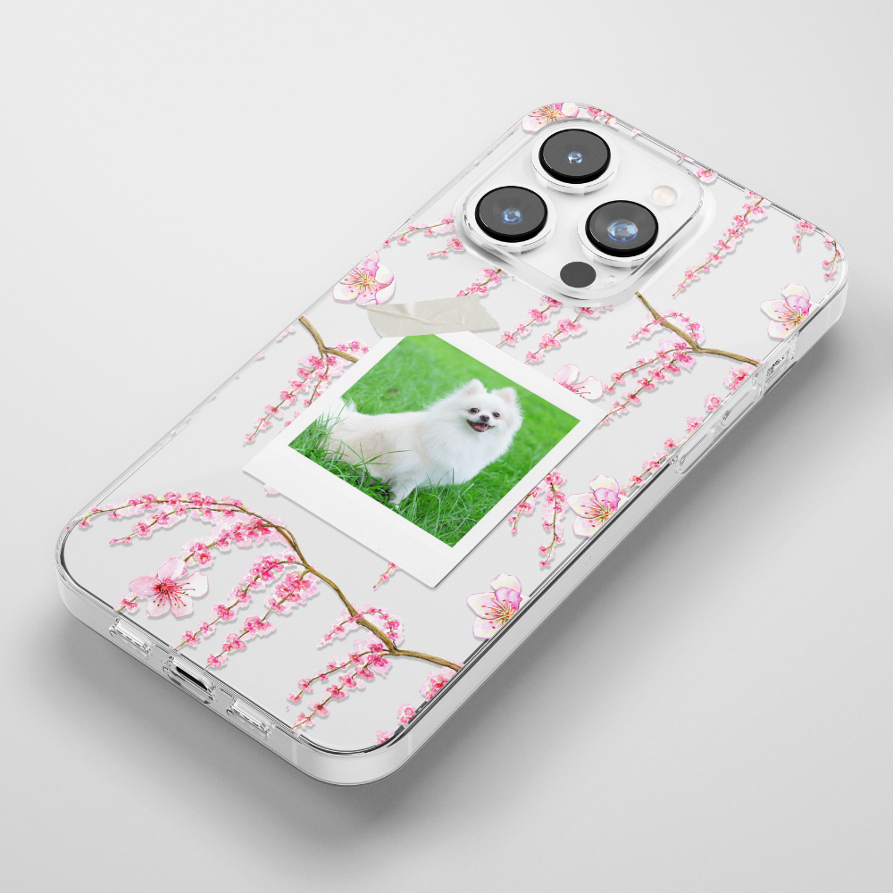 Clear Patterned Personalised Polaroid Dog Phone Case - Upload Your Photo