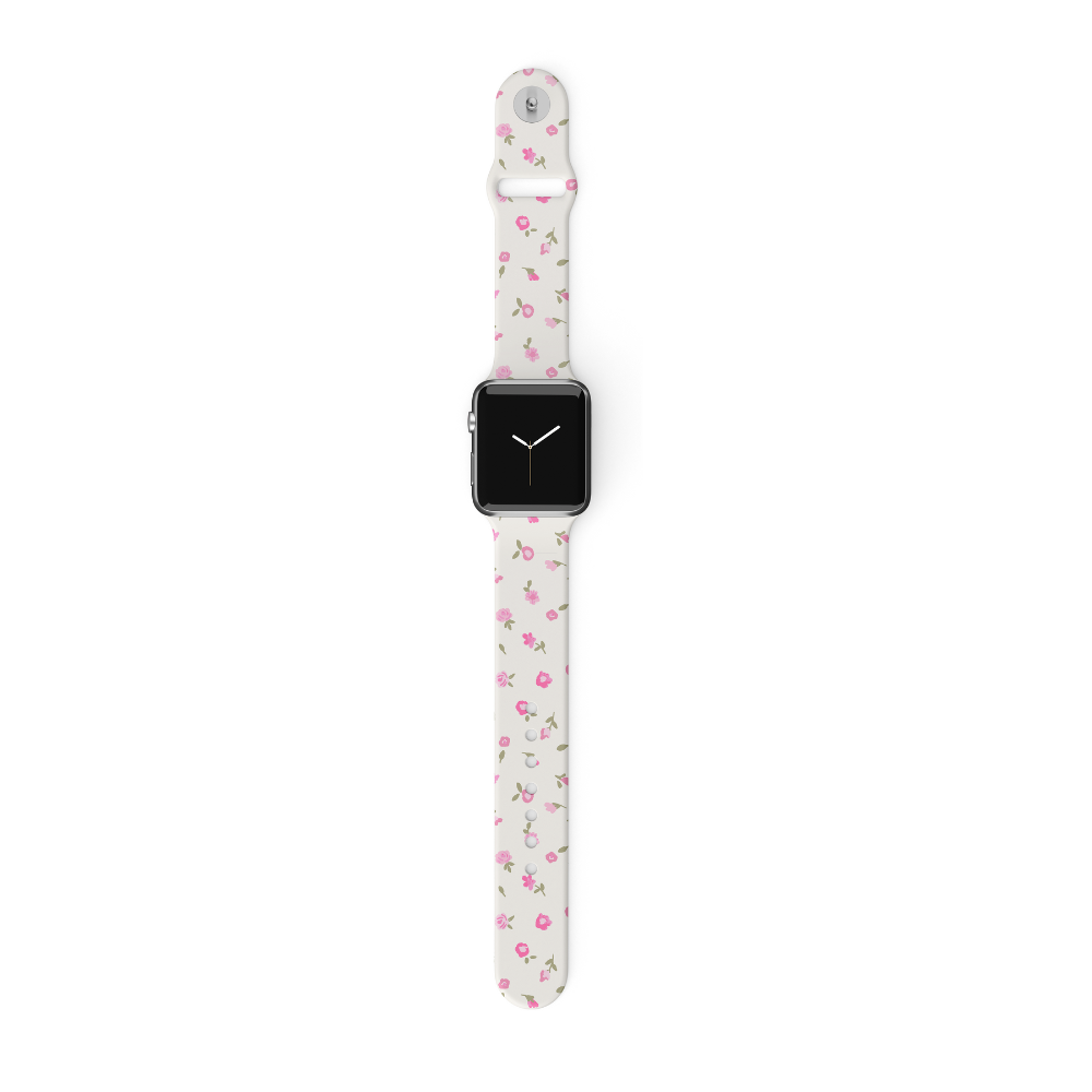 Pink Watercolour Flowers Apple Watch Strap