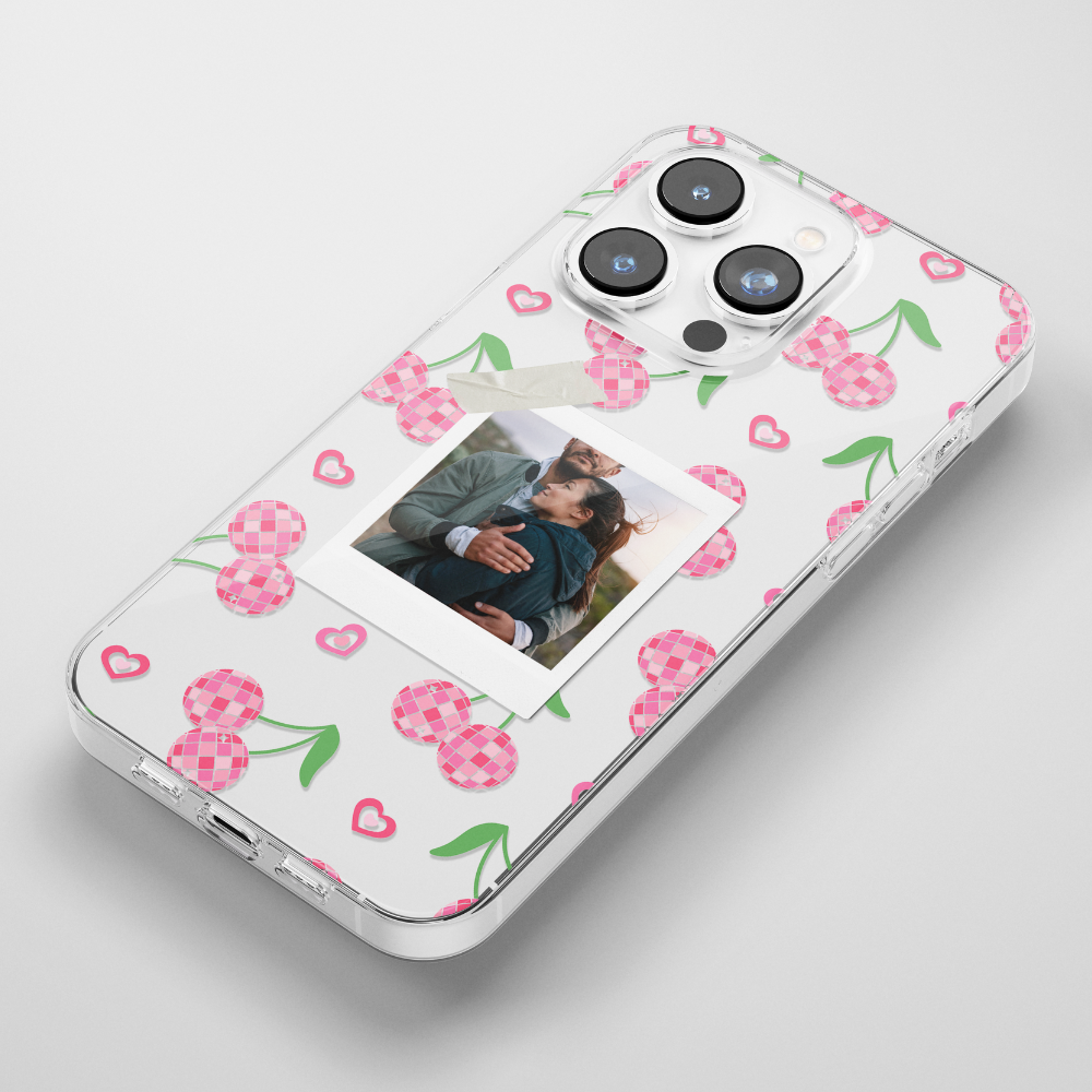 Clear Patterned Personalised Polaroid Partner Phone Case - Upload Your Photo