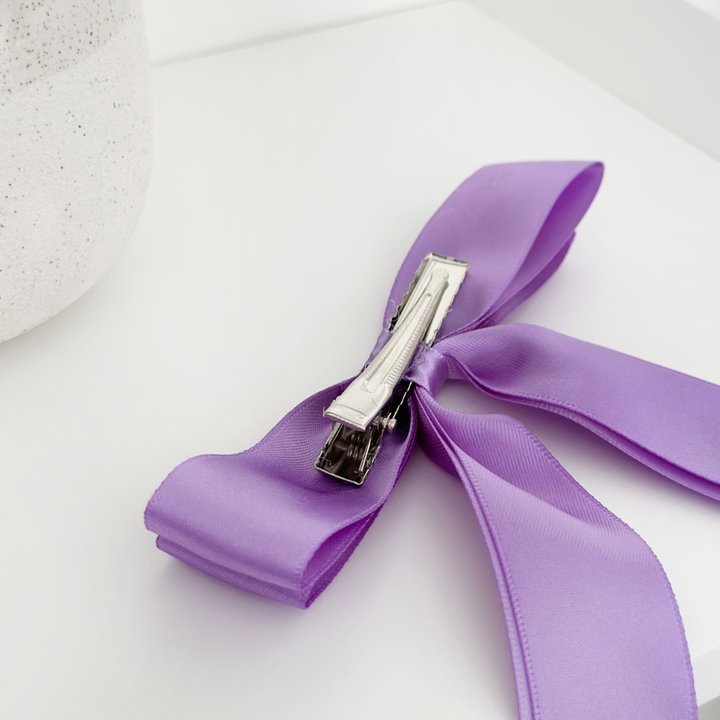 Ribbon Bow Clip - Hyacinth Purple