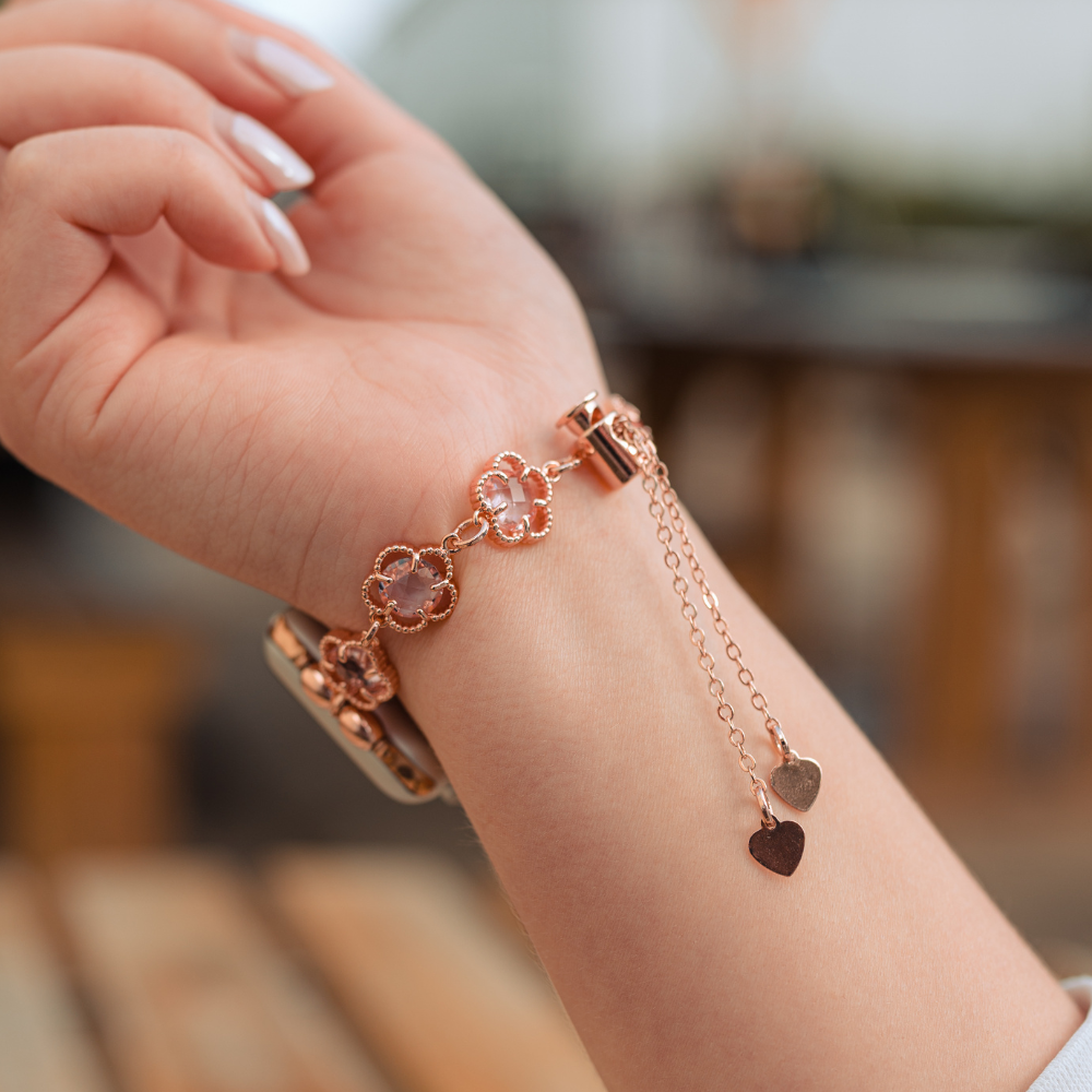 Rose gold flower bracelet discount