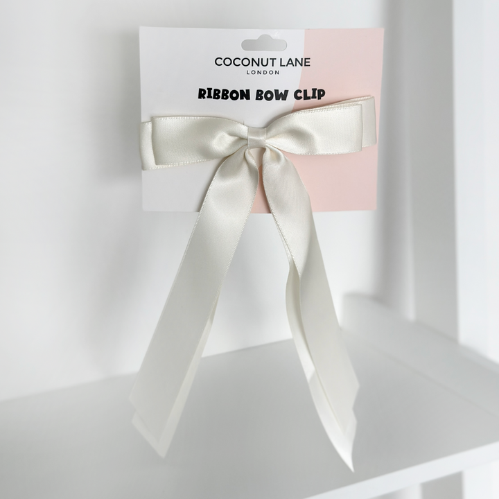 Ribbon Bow Clip - Almond Cream