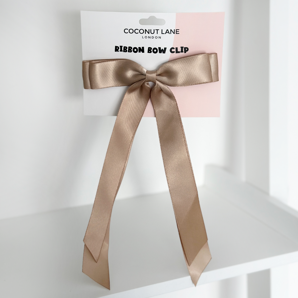 Ribbon Bow Clip - Caramel Nude