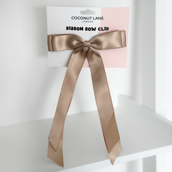 Ribbon Bow Clip - Caramel Nude