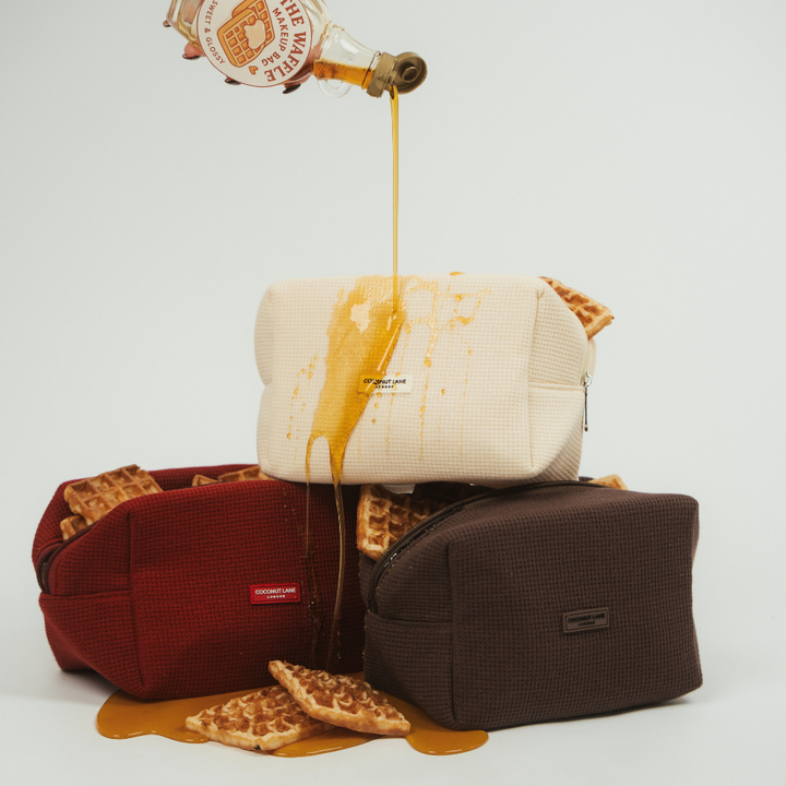 Waffle Makeup Bag - Burgundy