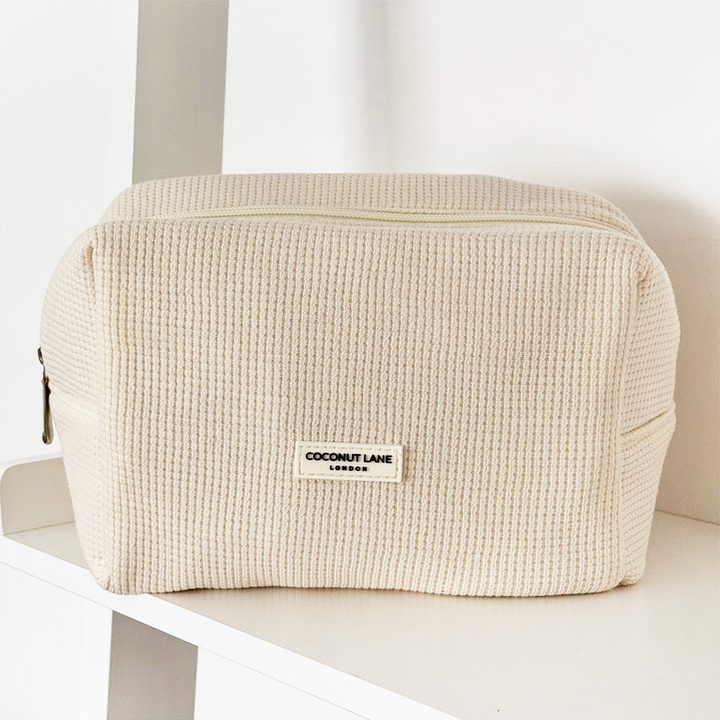 Waffle Makeup Bag - Cream