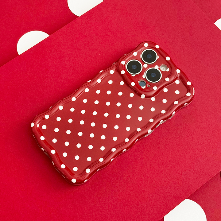 Wavy Phone Case - Burgundy Polka Dot