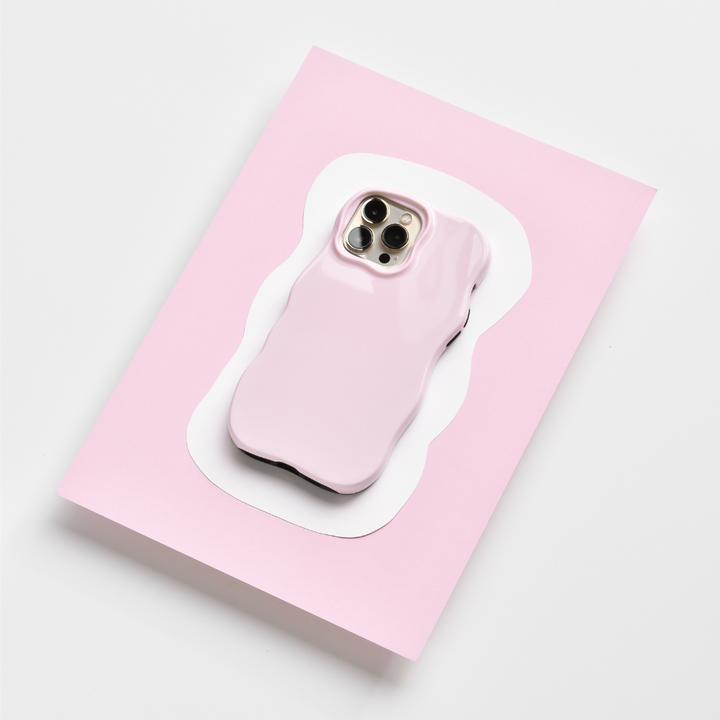 Shine Gloss Wavy Tough Phone Case - Powder Pink