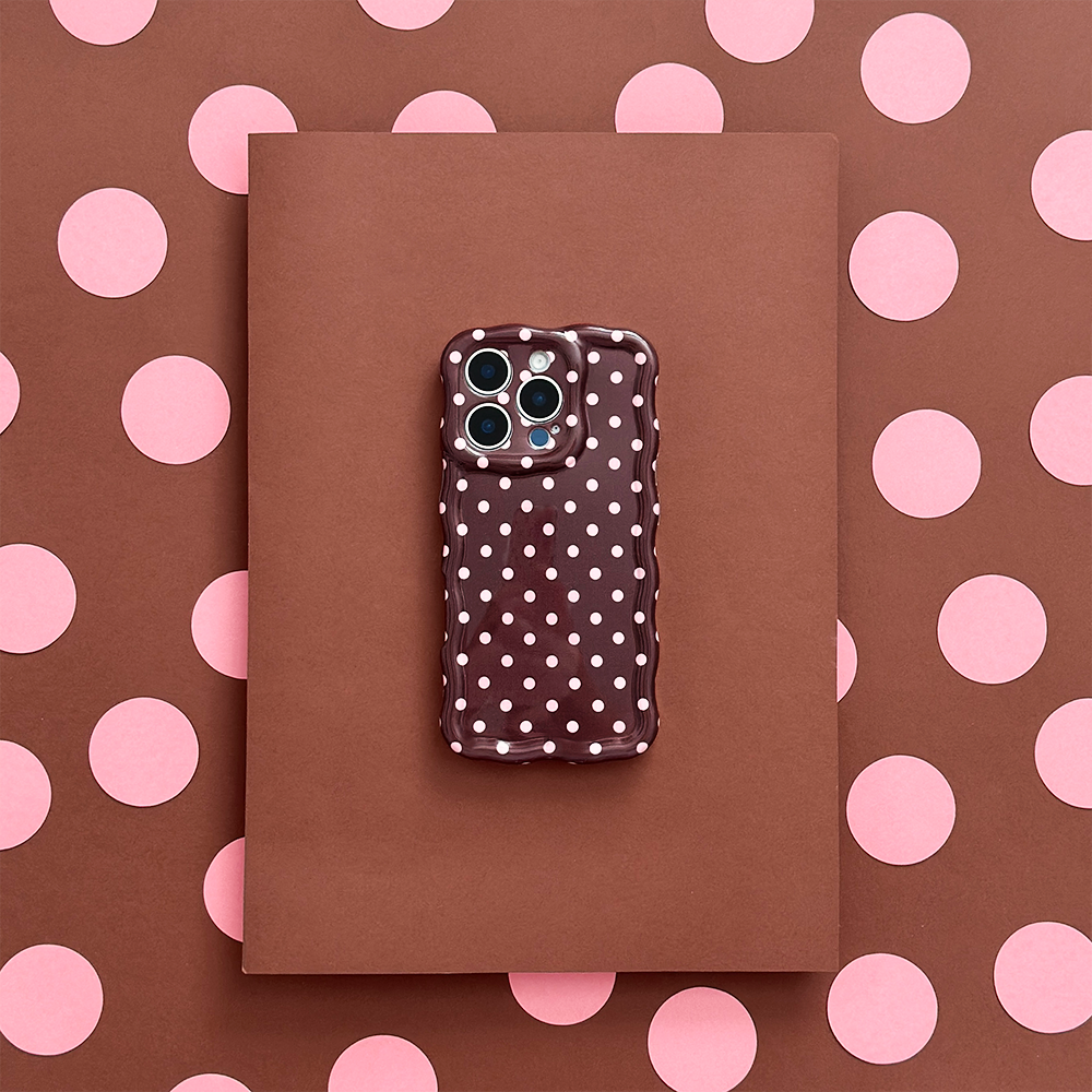 Wavy Phone Case - Brown Polka Dot