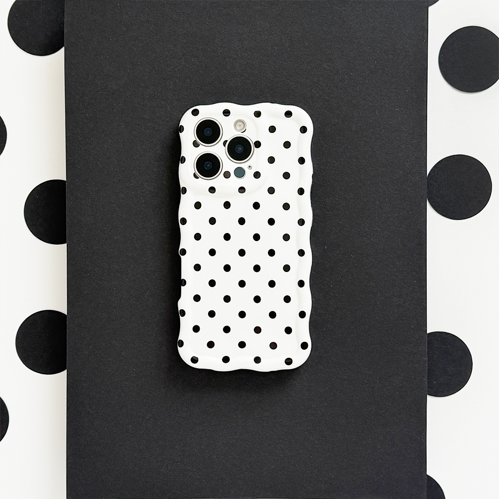 Wavy Phone Case - White Polka Dot | Phone Cases | Coconut Lane