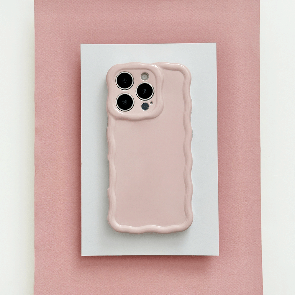 Plain baby pink coloured Phone Case with wavy edge effect.