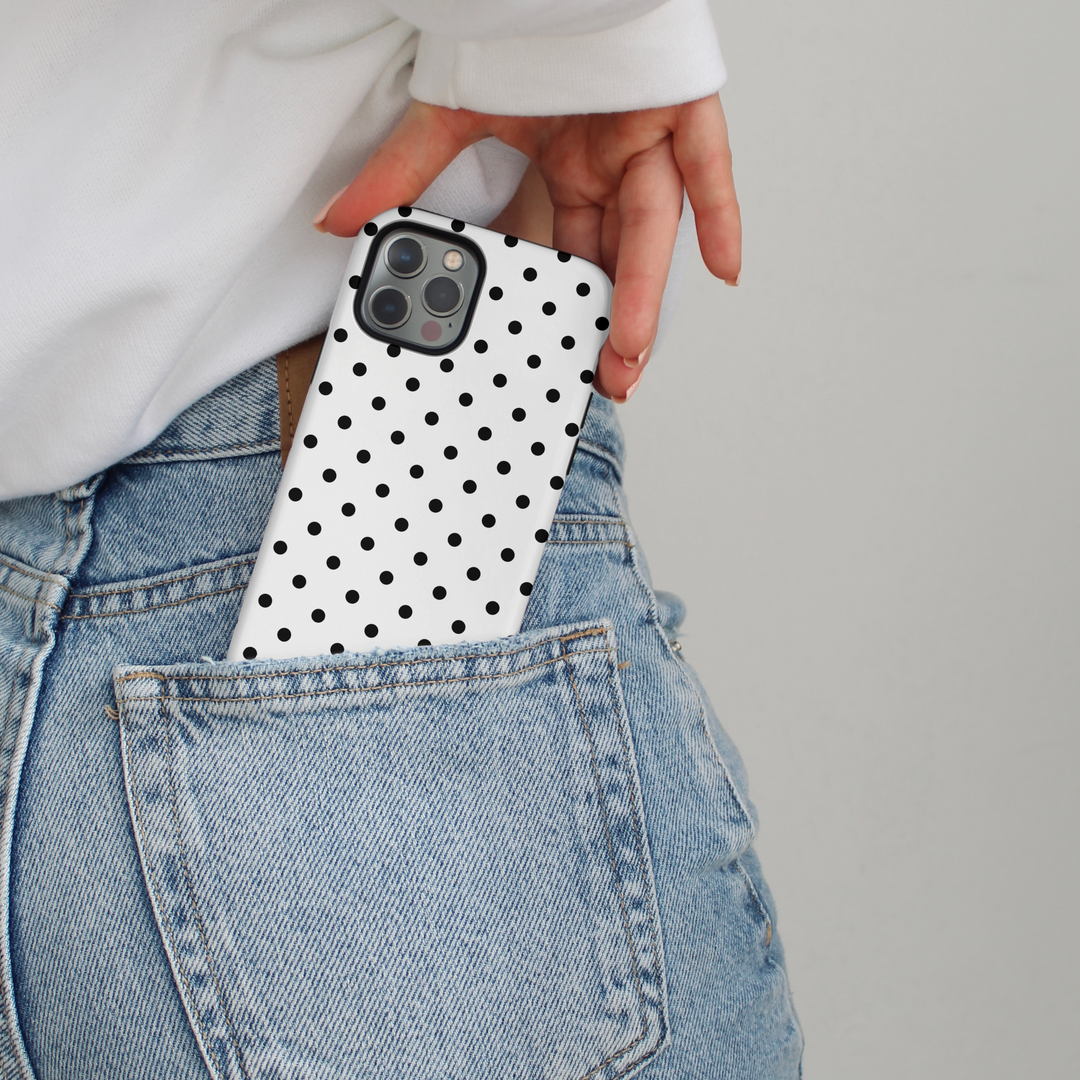 Tough Phone Case - White Polka Dot