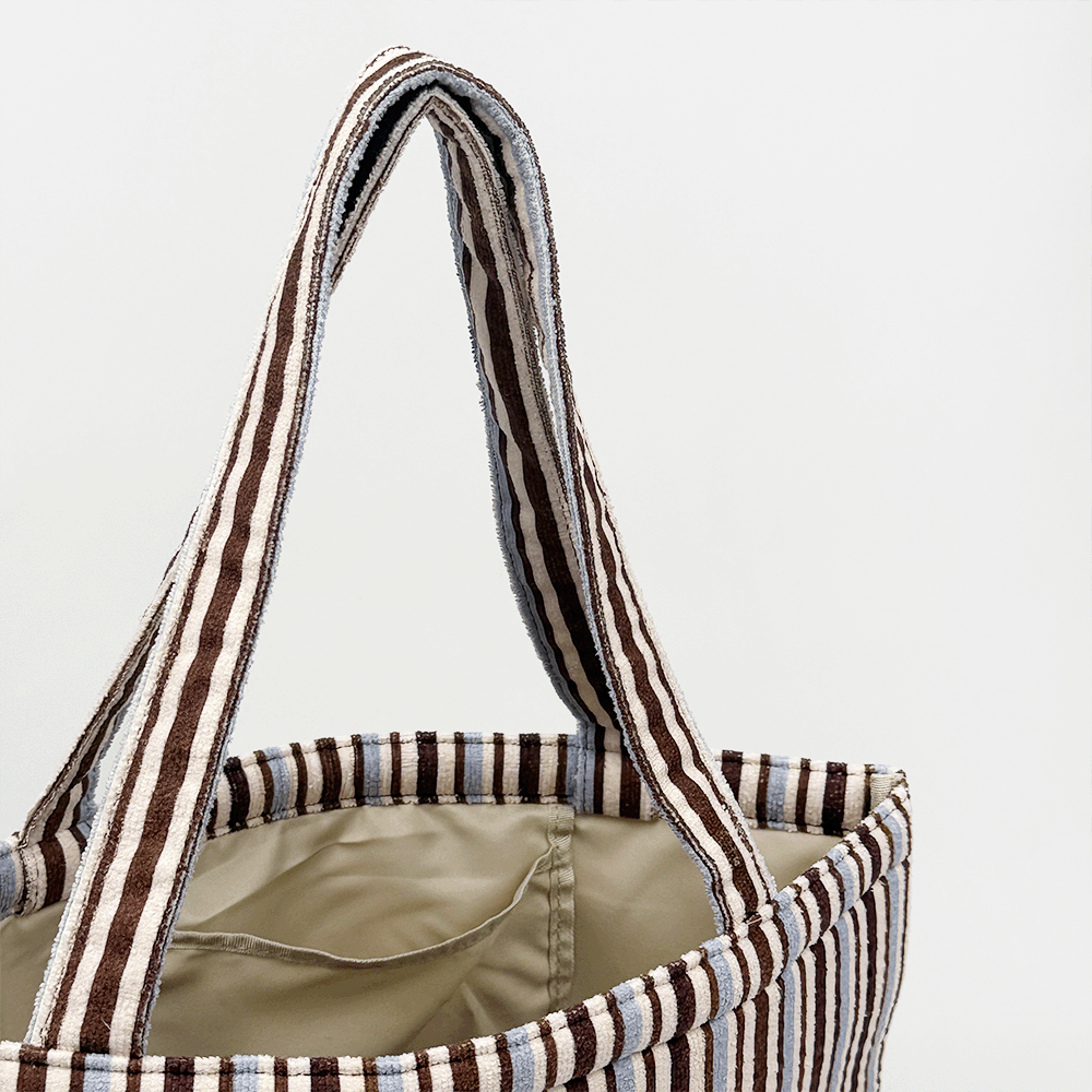 Brown & Blue Stripes Tote Bag by Cocopup