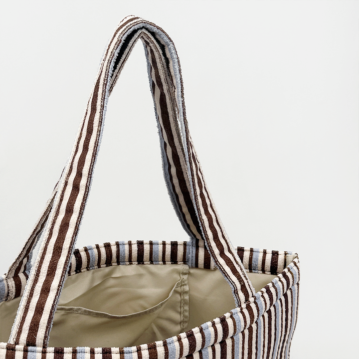 Brown & Blue Stripes Tote Bag by Cocopup