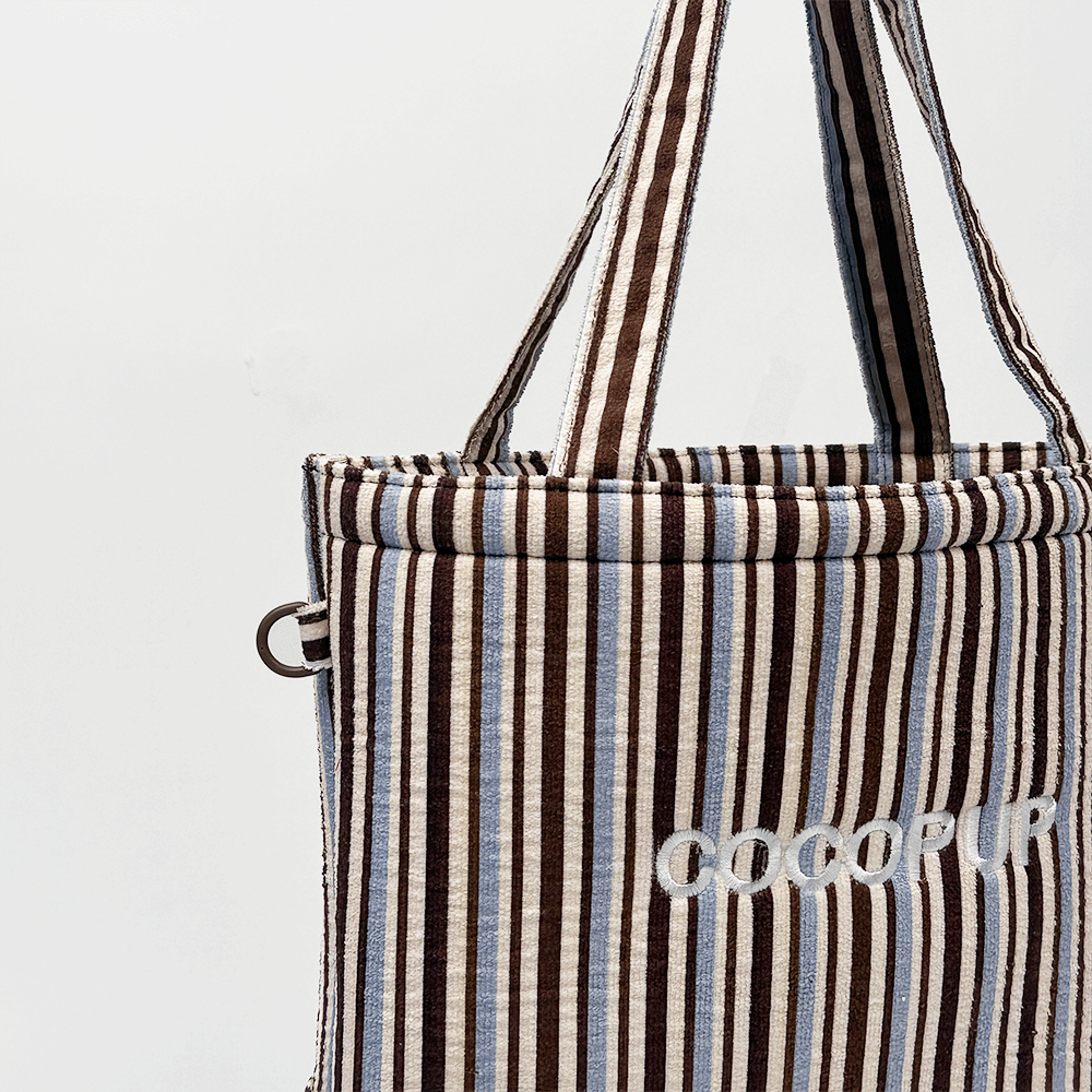Brown & Blue Stripes Tote Bag by Cocopup