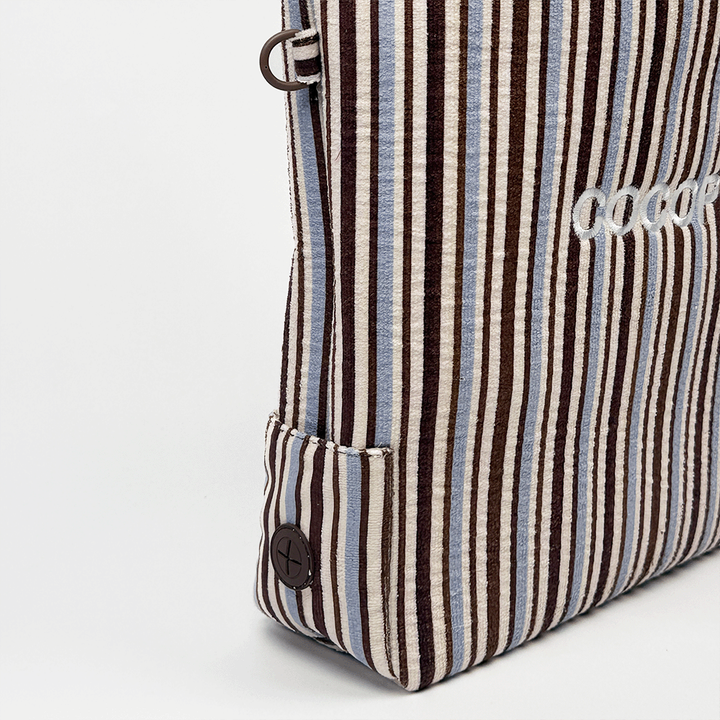 Brown & Blue Stripes Tote Bag by Cocopup