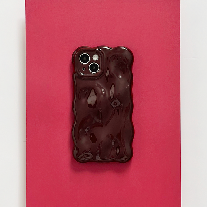 3D Bubble Phone Case - Burgundy